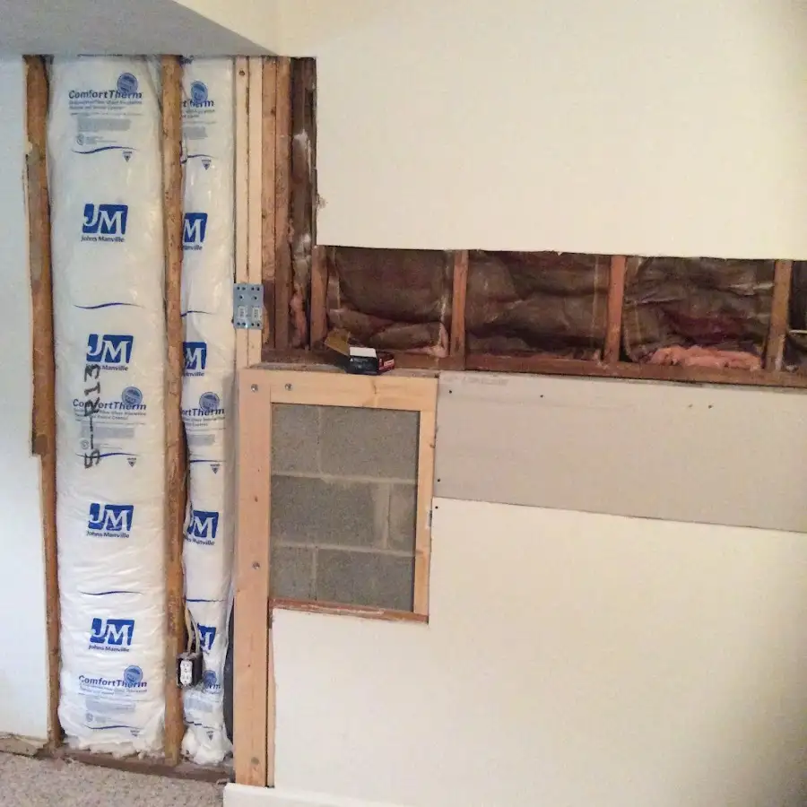 Wall insulation replacement during Basement Flood Cleanup in Morganton